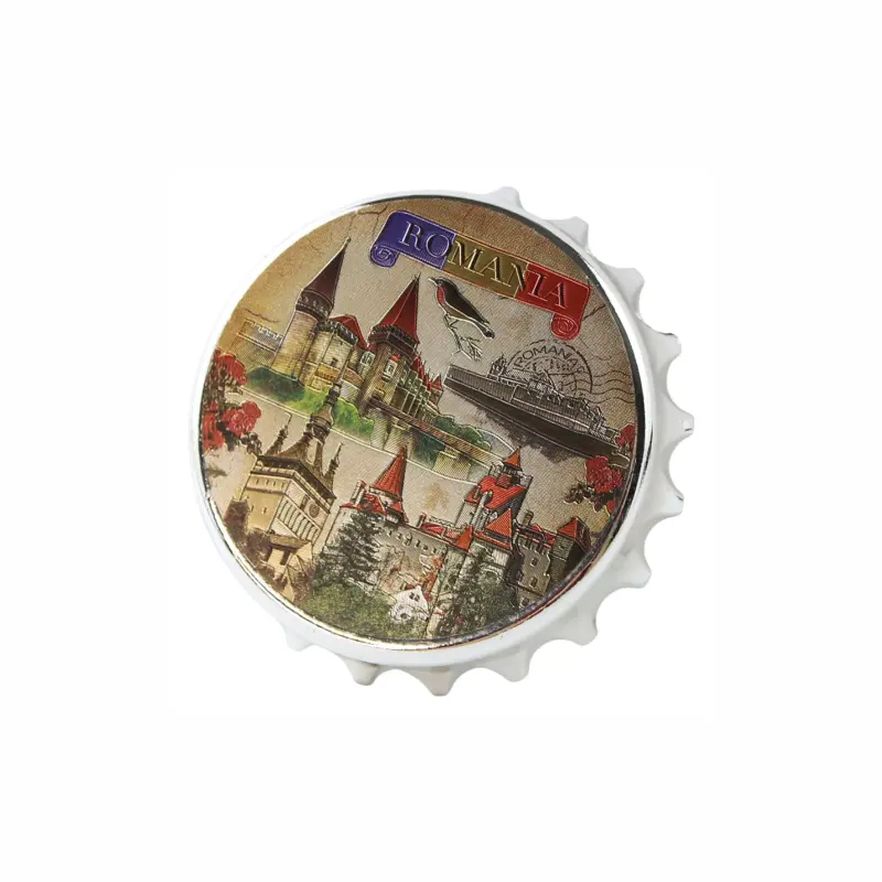 Magnet cu desfacator, castele romania, suvenir gift shop, 7.5 cm